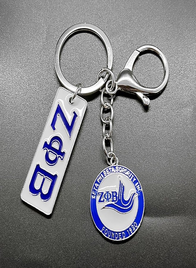muiot Fashion metal plating sorority society ZETA ZPB letter label Nameplate dove 1920 Pendant Keychain Long key chain - Image 4